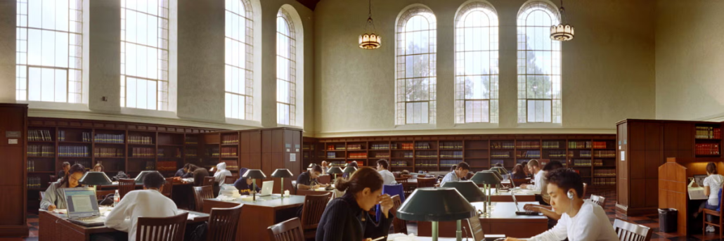 Students studying in Powell Library